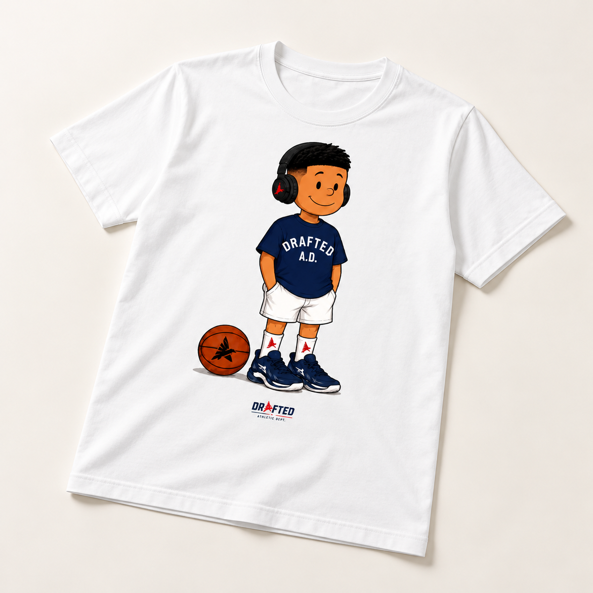 Drafted A.D. Cartoon Tee angled flat lay