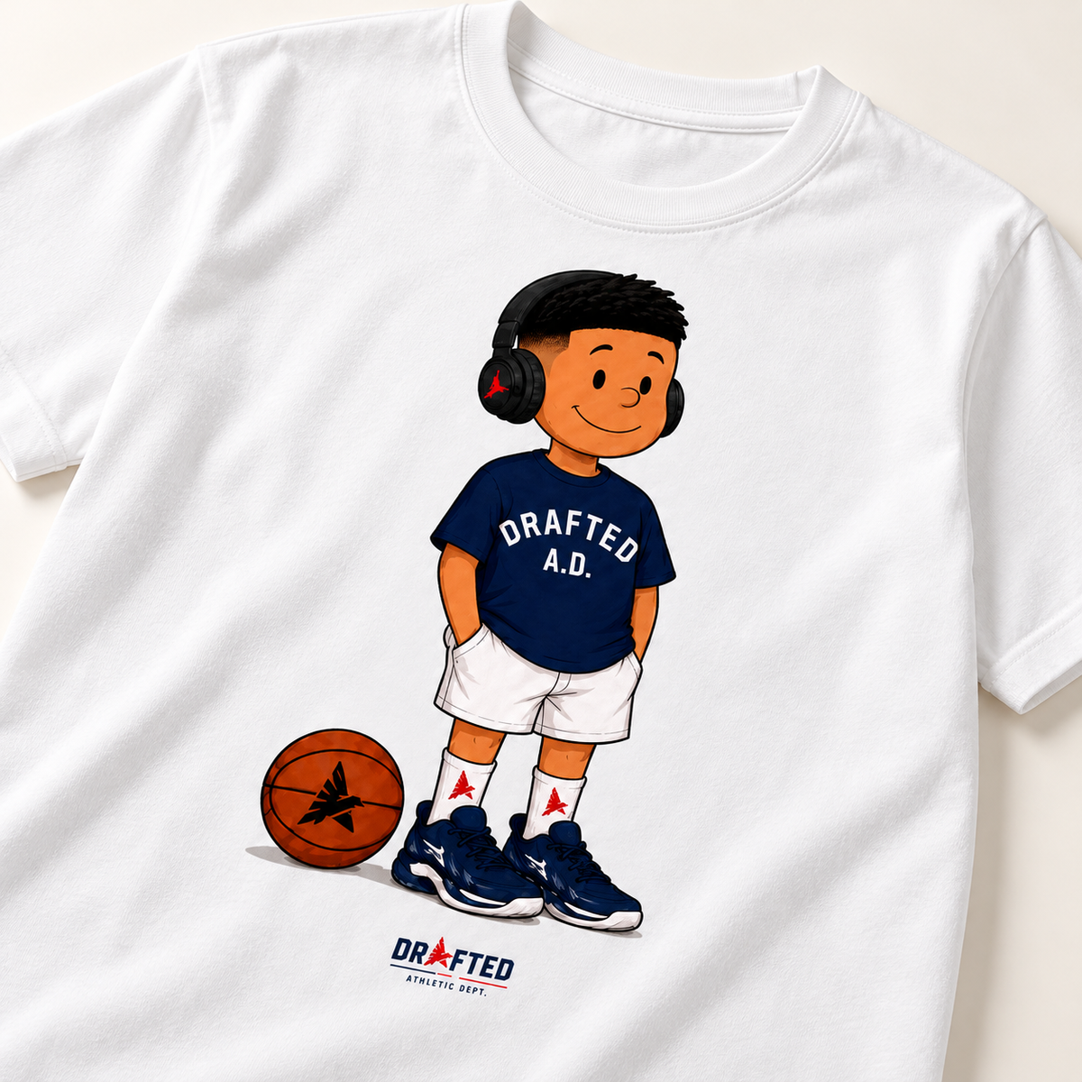 Drafted A.D. Cartoon Tee artwork detail