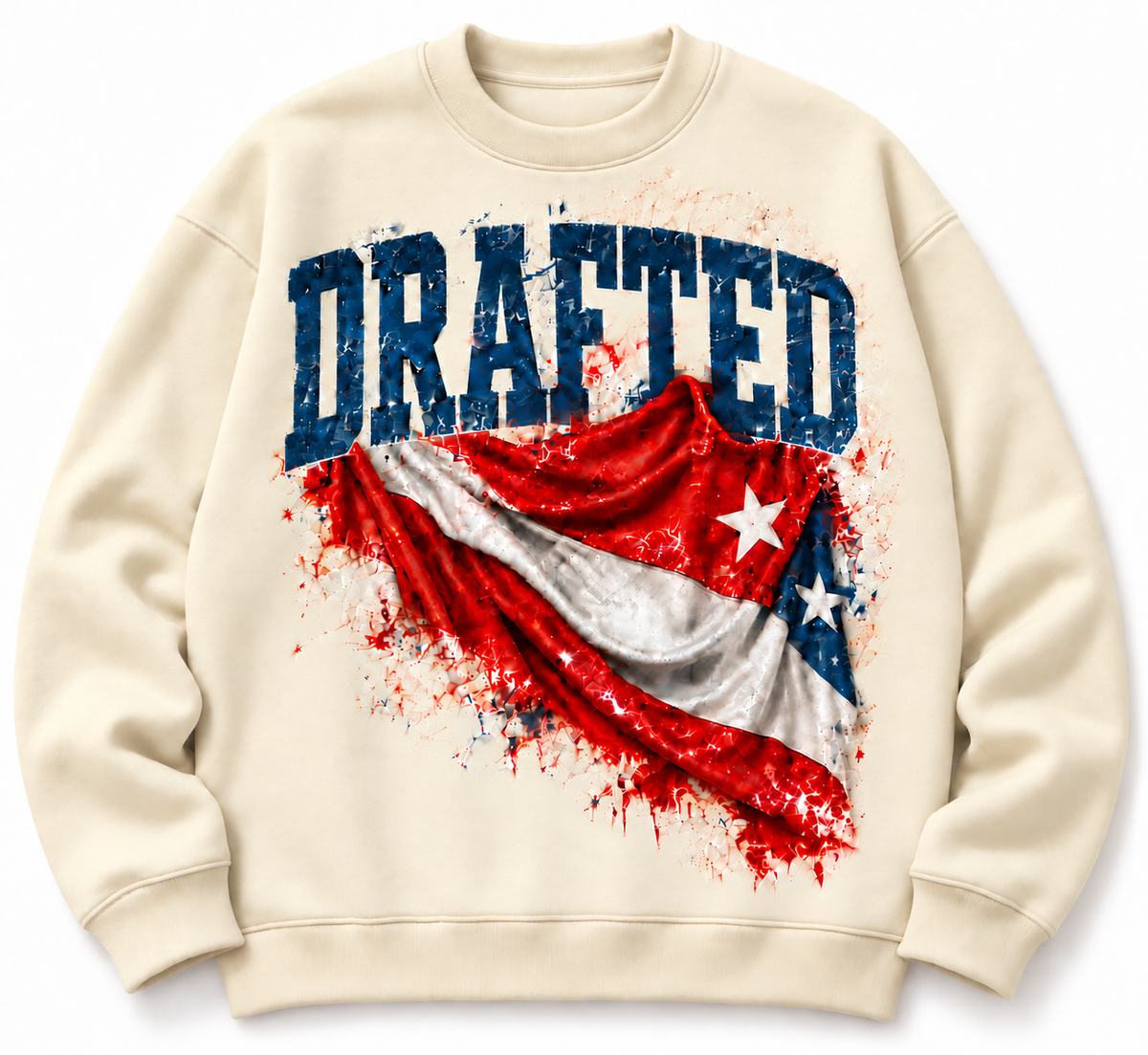 Drafted Draped Flag heavyweight sweatshirt in warm cream