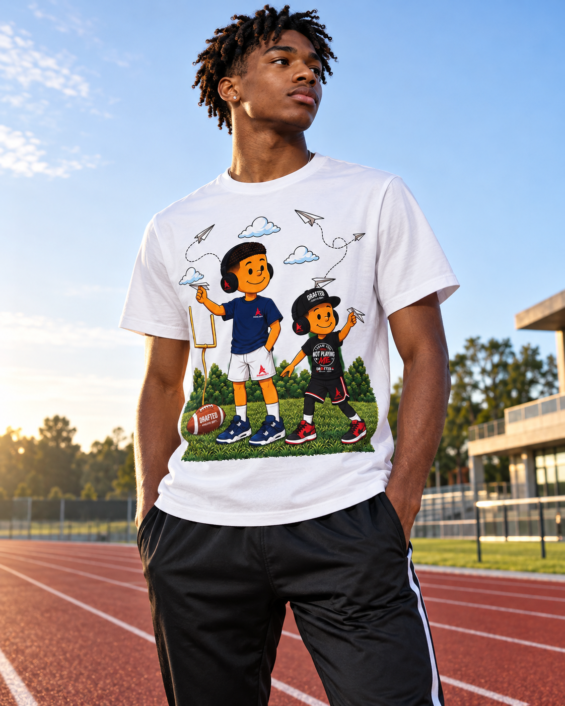 The Drafted Field Day Tee — male athlete, track