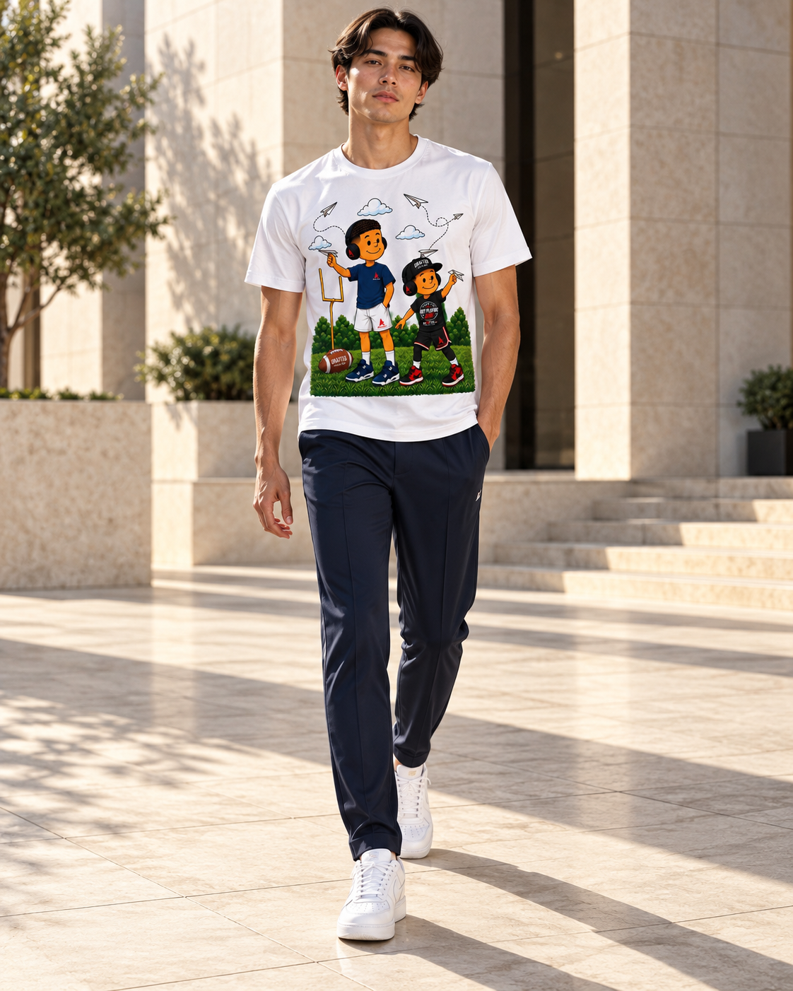 The Drafted Field Day Tee — male athlete, plaza