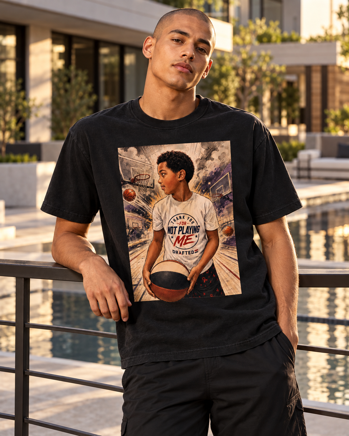 Young Hooper Comic Tee — male athlete campaign photo 2