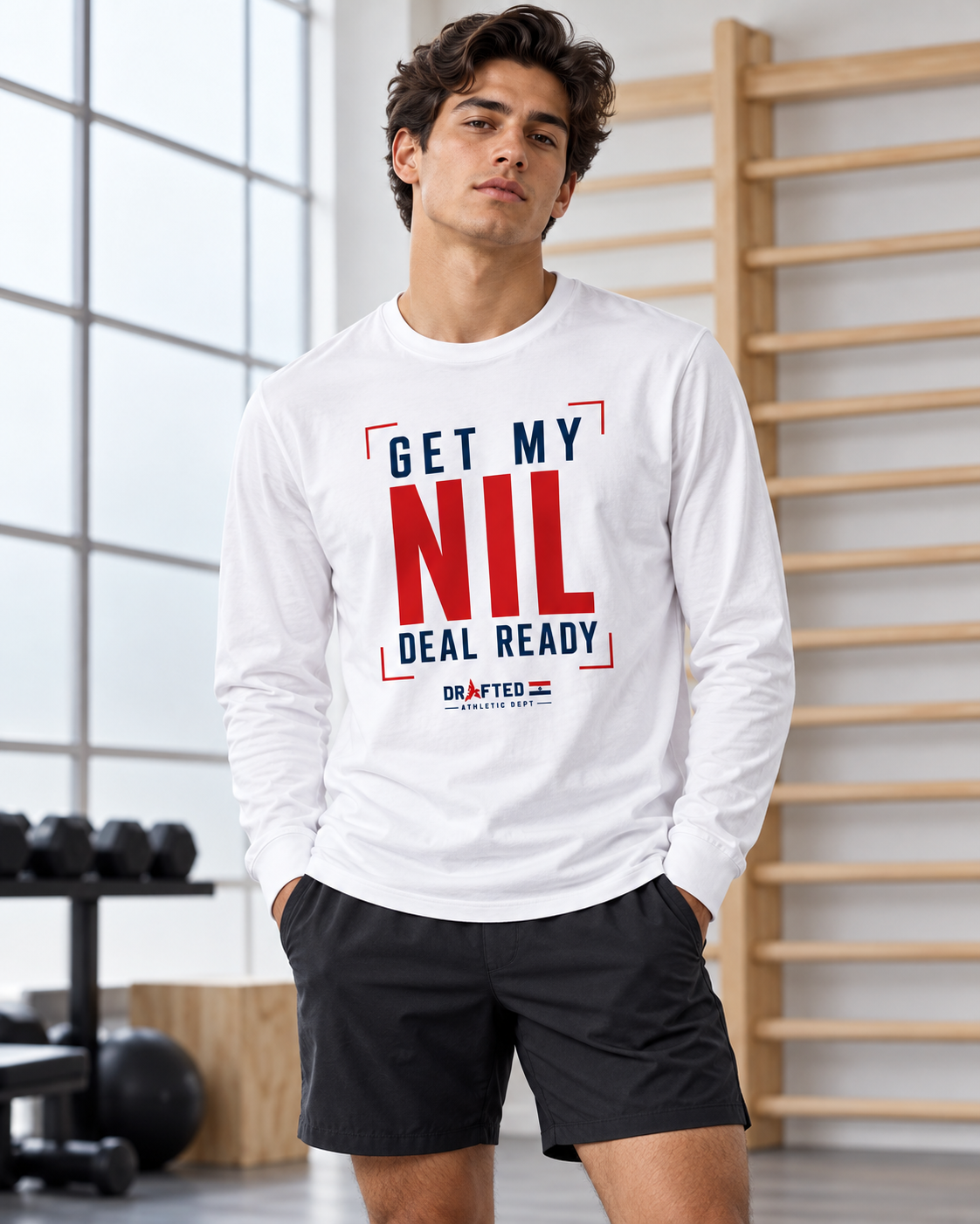 Get My NIL Deal Ready Long Sleeve — male athlete campaign photo 1