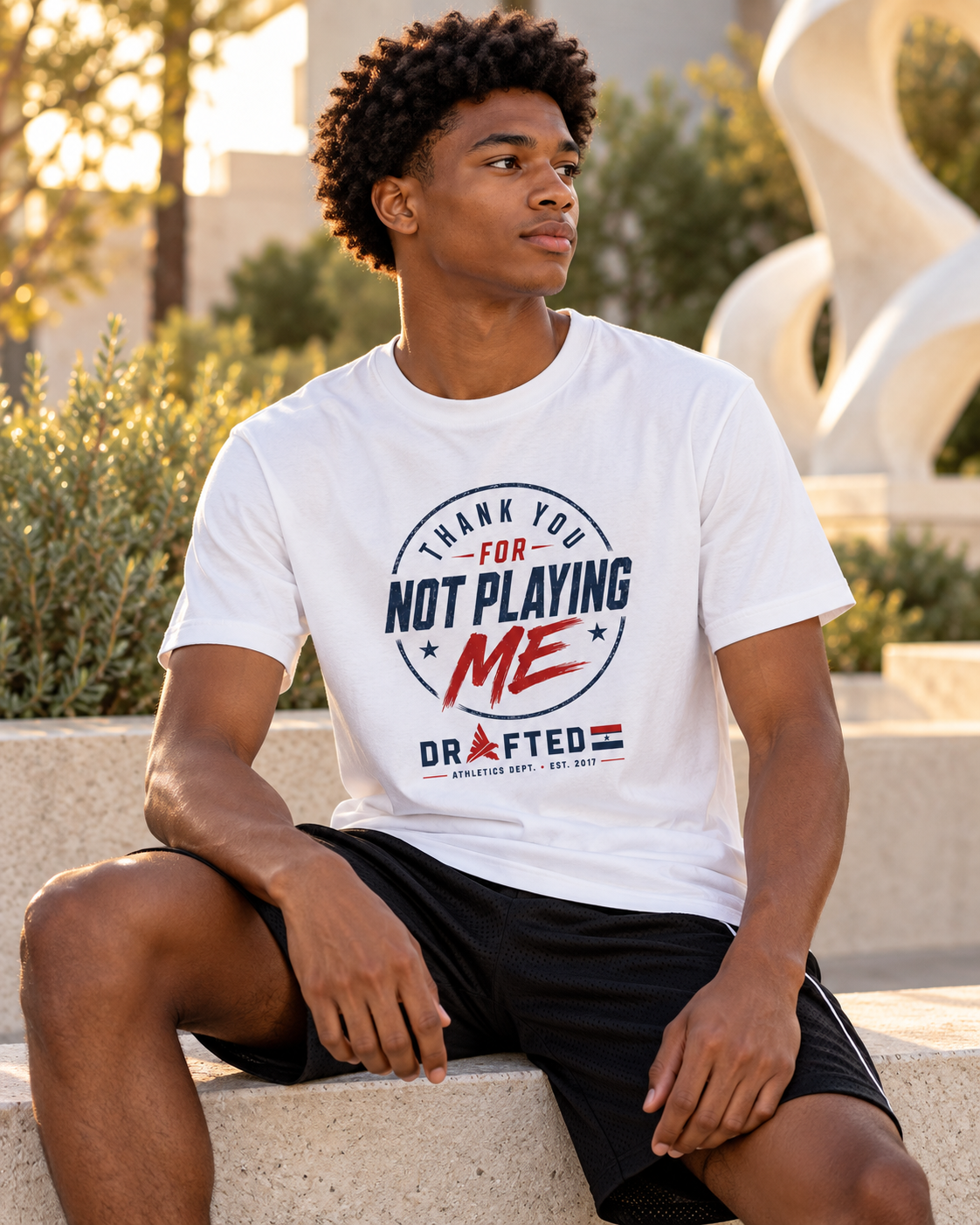 Thank You For Not Playing Me Tee — male athlete campaign photo 2