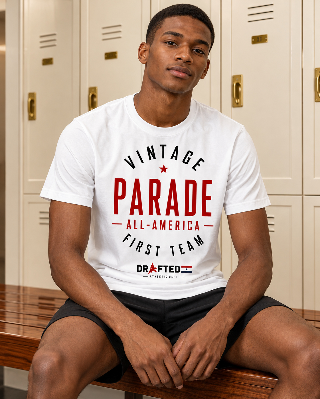 Vintage Parade Tee — male athlete campaign photo 1