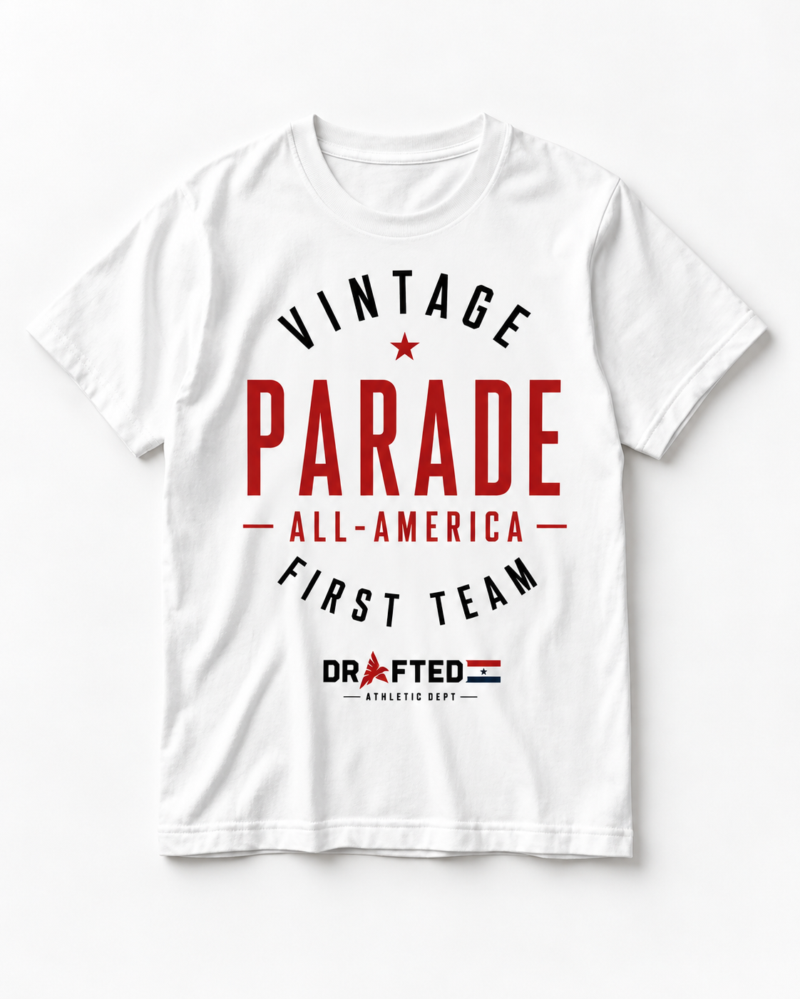 Vintage Parade Tee — shirt mockup on a white background