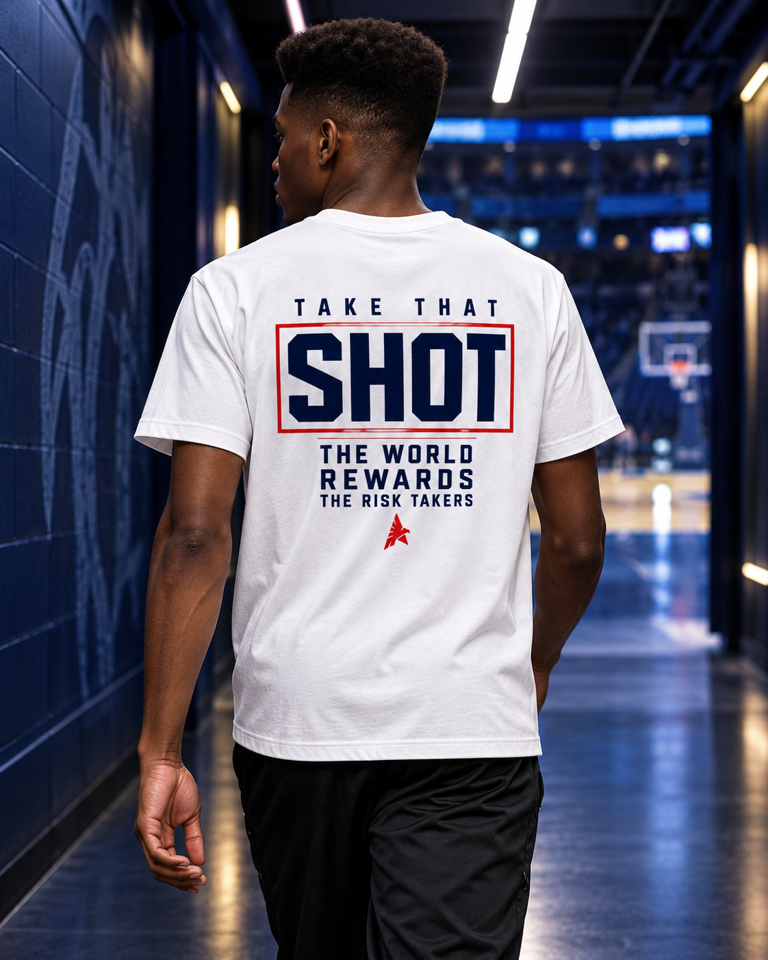 The Shot Tee White — male athlete campaign photo 1