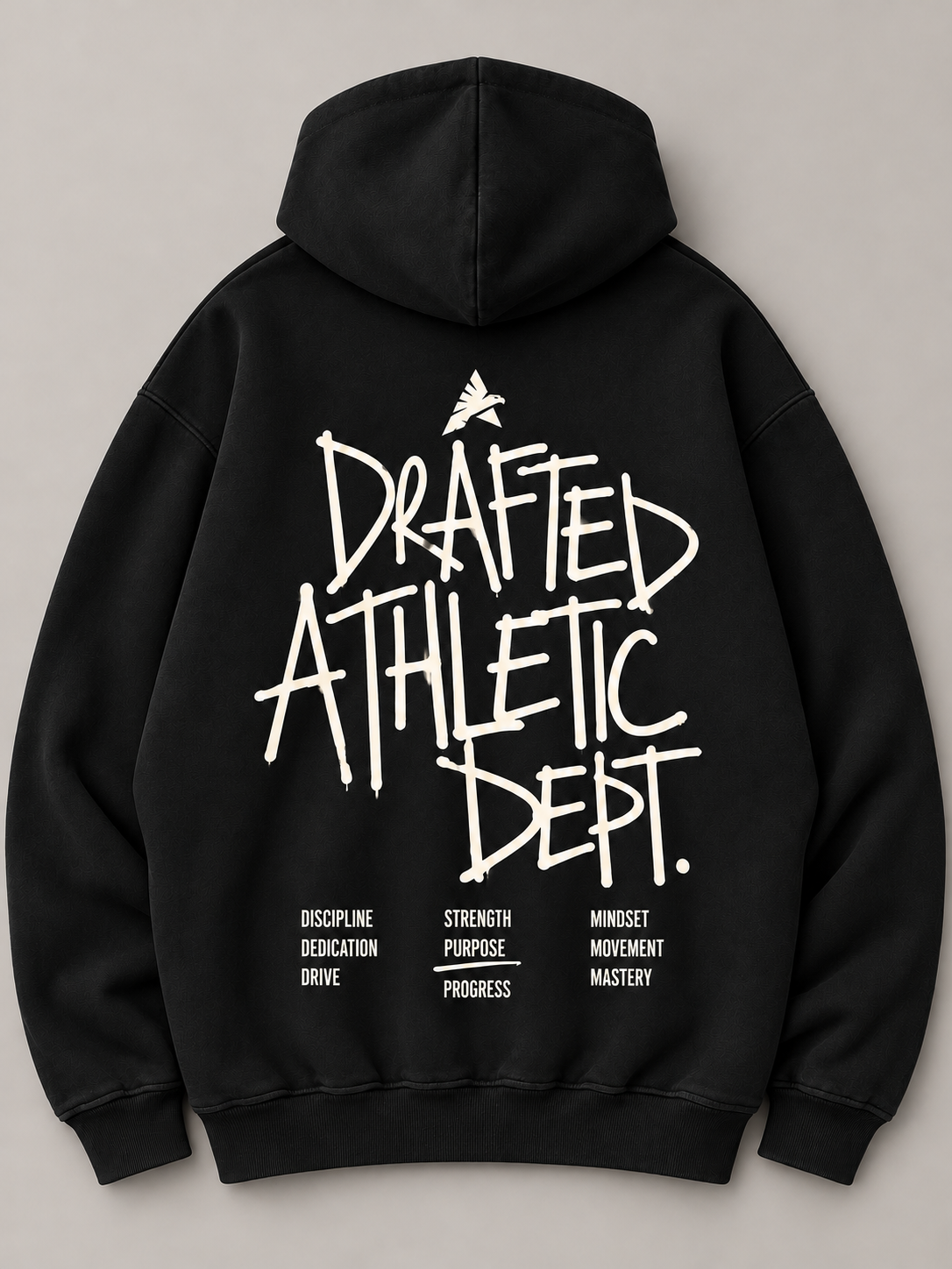 Black Drafted Mainstreet Heavyweight Hoodie back graphic