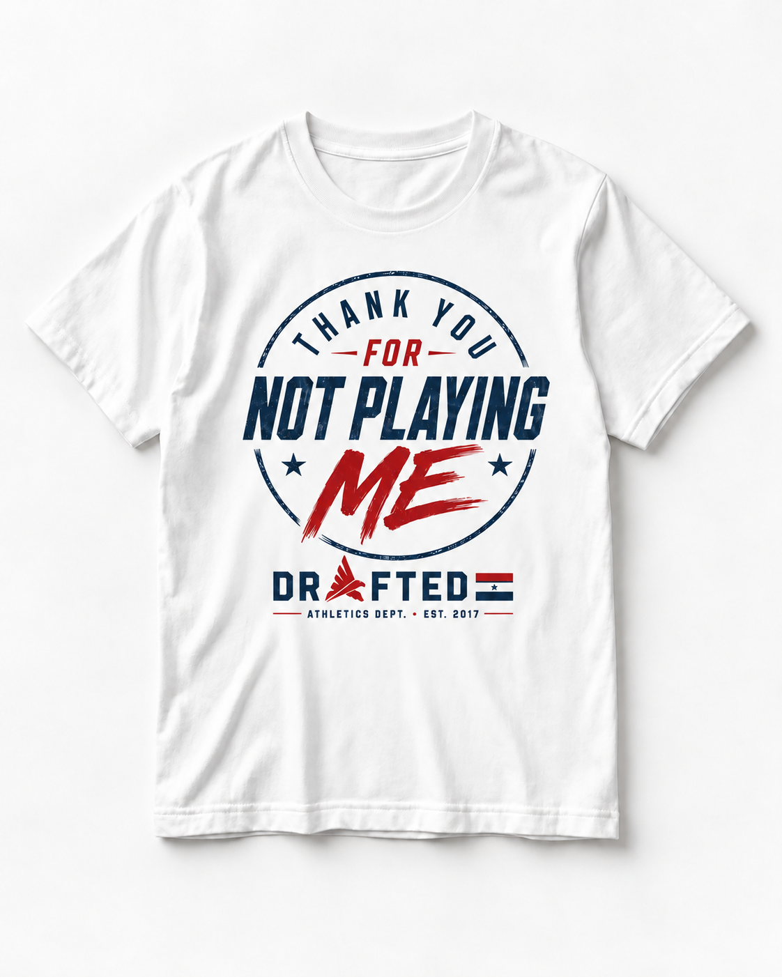 Thank You For Not Playing Me Tee — Vintage Parade standard white tee mockup