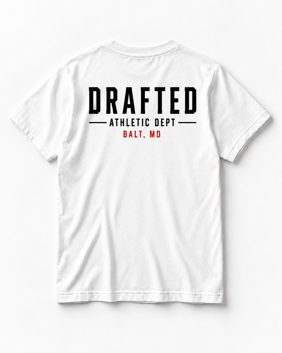 Drafted Brand Tee — White — Vintage Parade standard white tee mockup