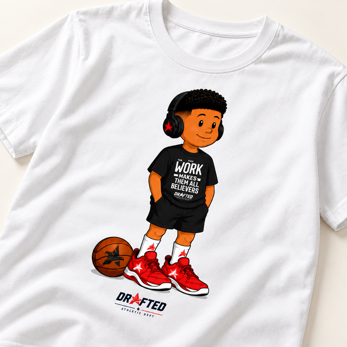 The Drafted Work Cartoon Tee artwork detail